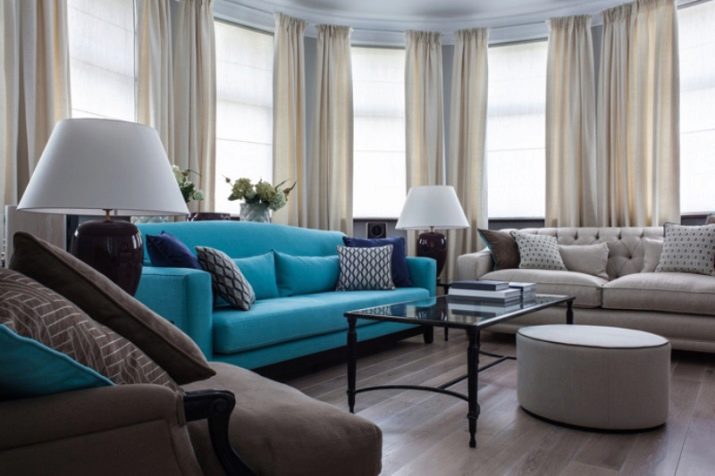 Блакитні дивани (55 фото): кутовий, розкладний і єврокнижка в дизайні інтер’єру кімнати, велюровий та інші