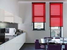 Червоні штори на кухню (44 фото): штори червоно-білого і чорно-червоного кольору в інтер’єрі кухні, красиві готові варіанти з тюлю в клітку і в горошок