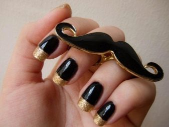 Чорний з золотом манікюр (56 фото): дизайн матових нігтів з золотистому, манікюр в чорному кольорі з блискітками
