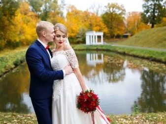 Ідеї для весільних фотосесій (85 фото): приклади для літніх, зимових та осінніх весіль на природі, в листопаді або жовтні з кіньми в лісі