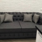 Дивани з рогожки (61 фото): чим тканина краще велюру і шенилла? Сірі і коричневі, кутові і «книжки». Приклади в інтер’єрі. Відгуки