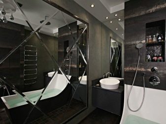 Дзеркальна плитка у ванній (34 фото): особливості дизайну ванної кімнати з дзеркальними плиткою. Дзеркальна плитка з фацетом і інші її види в інтер’єрі ванної