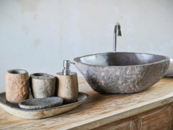 Кам’яна раковина у ванну (44 фото): з штучного, натурального річкового та іншого каменю, розміри мийок для ванної кімнати