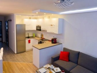 Кухні-вітальні 16 кв. м (70 фото): дизайн кухні, суміщеної з вітальнею і проект планування з диваном, ідеї інтер’єру