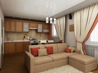 Кухні-вітальні 16 кв. м (70 фото): дизайн кухні, суміщеної з вітальнею і проект планування з диваном, ідеї інтер’єру