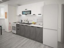 Кухні під бетон (33 фото): вибір кухонного гарнітура з фасадами світлого і темного сірого бетонного кольору, приклади в інтер’єрі