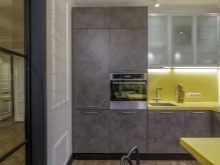 Кухні під бетон (33 фото): вибір кухонного гарнітура з фасадами світлого і темного сірого бетонного кольору, приклади в інтер’єрі