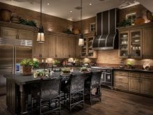 Кухня під дерево в сучасному стилі (27 фото): дизайн кутових і прямих кухонних гарнітурів під дерево в сучасному стилі в інтер’єрі