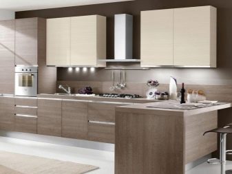 Кухня під дерево в сучасному стилі (27 фото): дизайн кутових і прямих кухонних гарнітурів під дерево в сучасному стилі в інтер’єрі