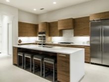 Кухня під дерево в сучасному стилі (27 фото): дизайн кутових і прямих кухонних гарнітурів під дерево в сучасному стилі в інтер’єрі