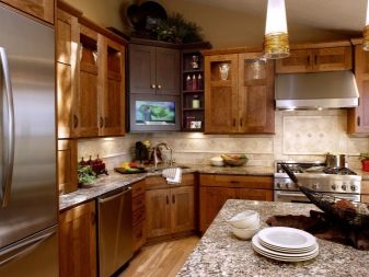 Кухня з мийкою в кутку (43 фото): кухонний гарнітур з кутовою раковиною, варіанти дизайну інтер’єру