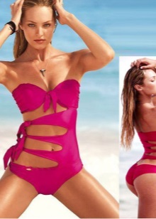 Купальник-бандо (63 фото): моделі з ліфом пуш-ап, з паєтками, злитий і роздільний, чорний з рюшами