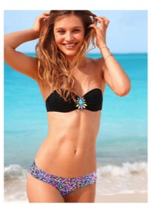 Купальник-бандо (63 фото): моделі з ліфом пуш-ап, з паєтками, злитий і роздільний, чорний з рюшами