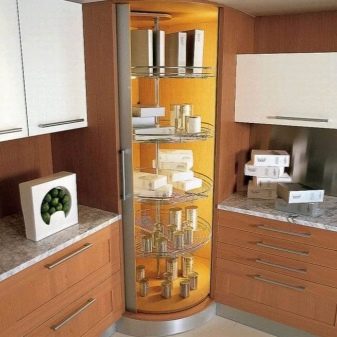 Кутові шафи на кухню (56 фото): огляд підлогових кухонних шафок, варіанти гарнітурів з нижніми шафами зі скошеним кутом