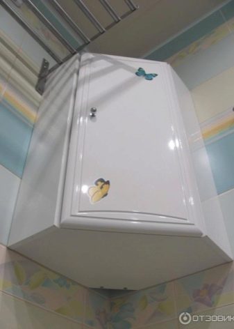 Кутові шафи у ванну кімнату (55 фото): пластиковий й інші різновиди. Рожевий і інші забарвлення. Поради щодо вибору