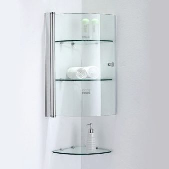 Кутові шафи у ванну кімнату (55 фото): пластиковий й інші різновиди. Рожевий і інші забарвлення. Поради щодо вибору