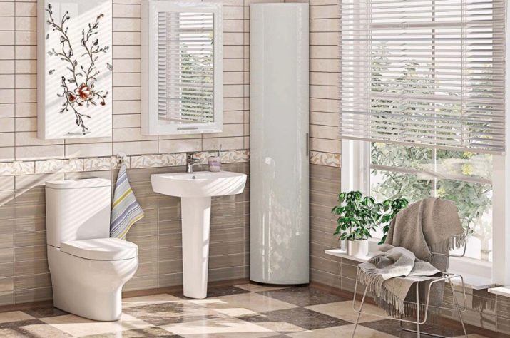 Кутові шафи у ванну кімнату (55 фото): пластиковий й інші різновиди. Рожевий і інші забарвлення. Поради щодо вибору