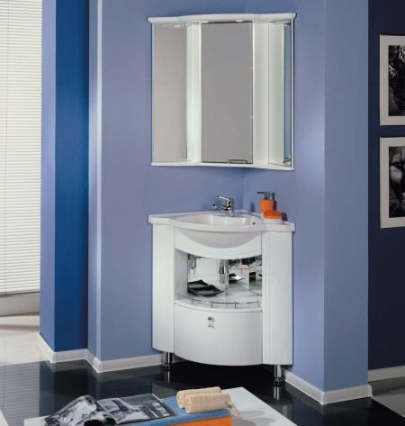 Кутові шафи у ванну кімнату (55 фото): пластиковий й інші різновиди. Рожевий і інші забарвлення. Поради щодо вибору