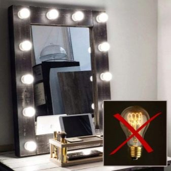 Лампочки для гримерного дзеркала: які лампи потрібні і в якій кількості? Які краще за відтінком світіння, виду джерела світла та яскравості?