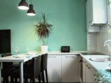 М’ятні кухні (58 фото): вибір кухонного гарнітура кольору м’яти в інтер’єр. Дизайн біло – і сіро-м’ятних глянцевих гарнітурів. Поєднання зі шпалерами на стінах