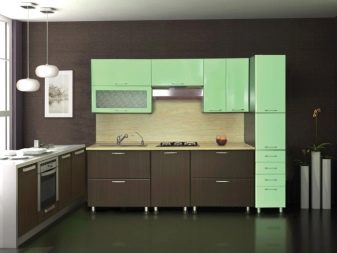 М’ятні кухні (58 фото): вибір кухонного гарнітура кольору м’яти в інтер’єр. Дизайн біло – і сіро-м’ятних глянцевих гарнітурів. Поєднання зі шпалерами на стінах