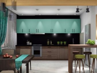 М’ятні кухні (58 фото): вибір кухонного гарнітура кольору м’яти в інтер’єр. Дизайн біло – і сіро-м’ятних глянцевих гарнітурів. Поєднання зі шпалерами на стінах