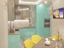 М’ятні кухні (58 фото): вибір кухонного гарнітура кольору м’яти в інтер’єр. Дизайн біло – і сіро-м’ятних глянцевих гарнітурів. Поєднання зі шпалерами на стінах