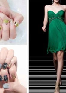 Манікюр під зелену сукню (58 фото): вибираємо дизайн нігтів під м’ятна, бірюзове або смарагдове плаття