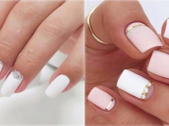 Манікюр в рожевому та білому кольорі (54 фото): ніжний дизайн нігтів омбре на напівпрозорий білому лаку, яскраві варіанти з малюнками
