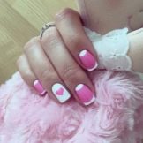 Манікюр в рожевому та білому кольорі (54 фото): ніжний дизайн нігтів омбре на напівпрозорий білому лаку, яскраві варіанти з малюнками
