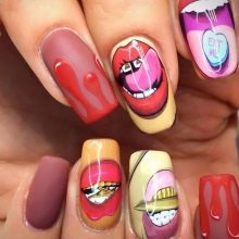 Манікюр з губами (42 фото): дизайн нігтів з губами. Як намалювати їх покроково?