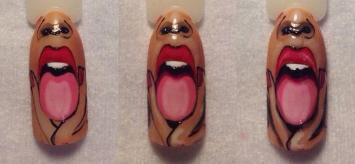 Манікюр з губами (42 фото): дизайн нігтів з губами. Як намалювати їх покроково?