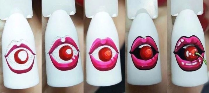Манікюр з губами (42 фото): дизайн нігтів з губами. Як намалювати їх покроково?