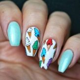 Манікюр з морозивом (47 фото): дизайн нігтів з морозивом і тістечком. Як зробити малюнок покроково?