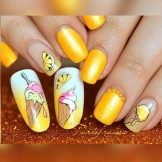 Манікюр з морозивом (47 фото): дизайн нігтів з морозивом і тістечком. Як зробити малюнок покроково?