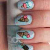 Манікюр з морозивом (47 фото): дизайн нігтів з морозивом і тістечком. Як зробити малюнок покроково?