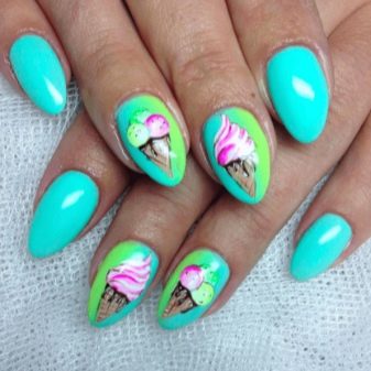 Манікюр з морозивом (47 фото): дизайн нігтів з морозивом і тістечком. Як зробити малюнок покроково?