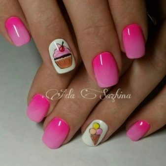 Манікюр з морозивом (47 фото): дизайн нігтів з морозивом і тістечком. Як зробити малюнок покроково?