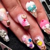 Манікюр з морозивом (47 фото): дизайн нігтів з морозивом і тістечком. Як зробити малюнок покроково?