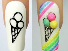 Манікюр з морозивом (47 фото): дизайн нігтів з морозивом і тістечком. Як зробити малюнок покроково?