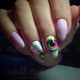 Манікюр з очима (32 фото): дизайн з вічками на нігтях