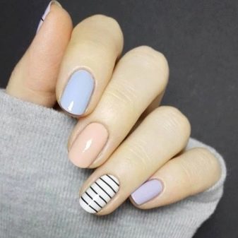 Манікюр з смужками-стрічками на короткі нігті (18 фото): варіанти дизайну. Як зробити цікаве оформлення за допомогою самоклеючих стрічок?