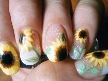 Манікюр з соняшниками (30 фото): дизайн квіткового манікюру. Як покроково намалювати соняшник?