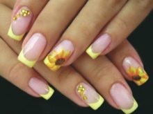 Манікюр з соняшниками (30 фото): дизайн квіткового манікюру. Як покроково намалювати соняшник?