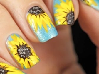 Манікюр з соняшниками (30 фото): дизайн квіткового манікюру. Як покроково намалювати соняшник?