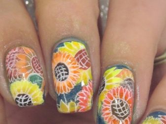 Манікюр з соняшниками (30 фото): дизайн квіткового манікюру. Як покроково намалювати соняшник?