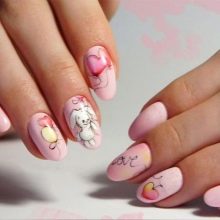 Манікюр з зайчиком (34 фото): дизайн нігтів з малюнком зайця на одному пальці