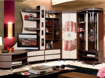 Модульна кутова меблі для вітальні: модулі з шафою і набором в сучасному і іншому стилі, вибір гарнітурів