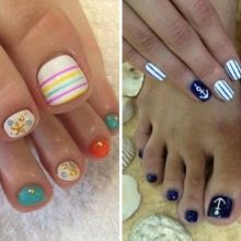 Морської педикюр (54 фото): дизайн в морському стилі 2020, модні літні тенденції декору з морськими зірками