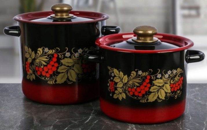 Набори емальованих каструль: опис наборів зі скляною кришкою, з чайником і інших варіантів, правила вибору посуду